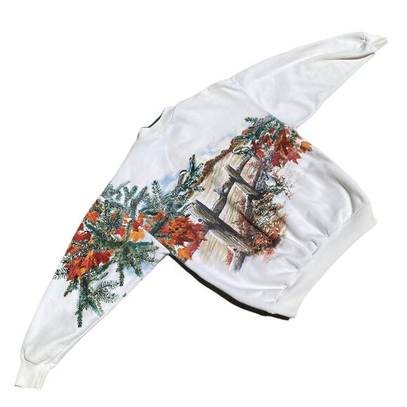 Art Unlimited Fall to Frost Wildlife Scene Double-sided Sweatshirt Sz M - Picture 8 of 12